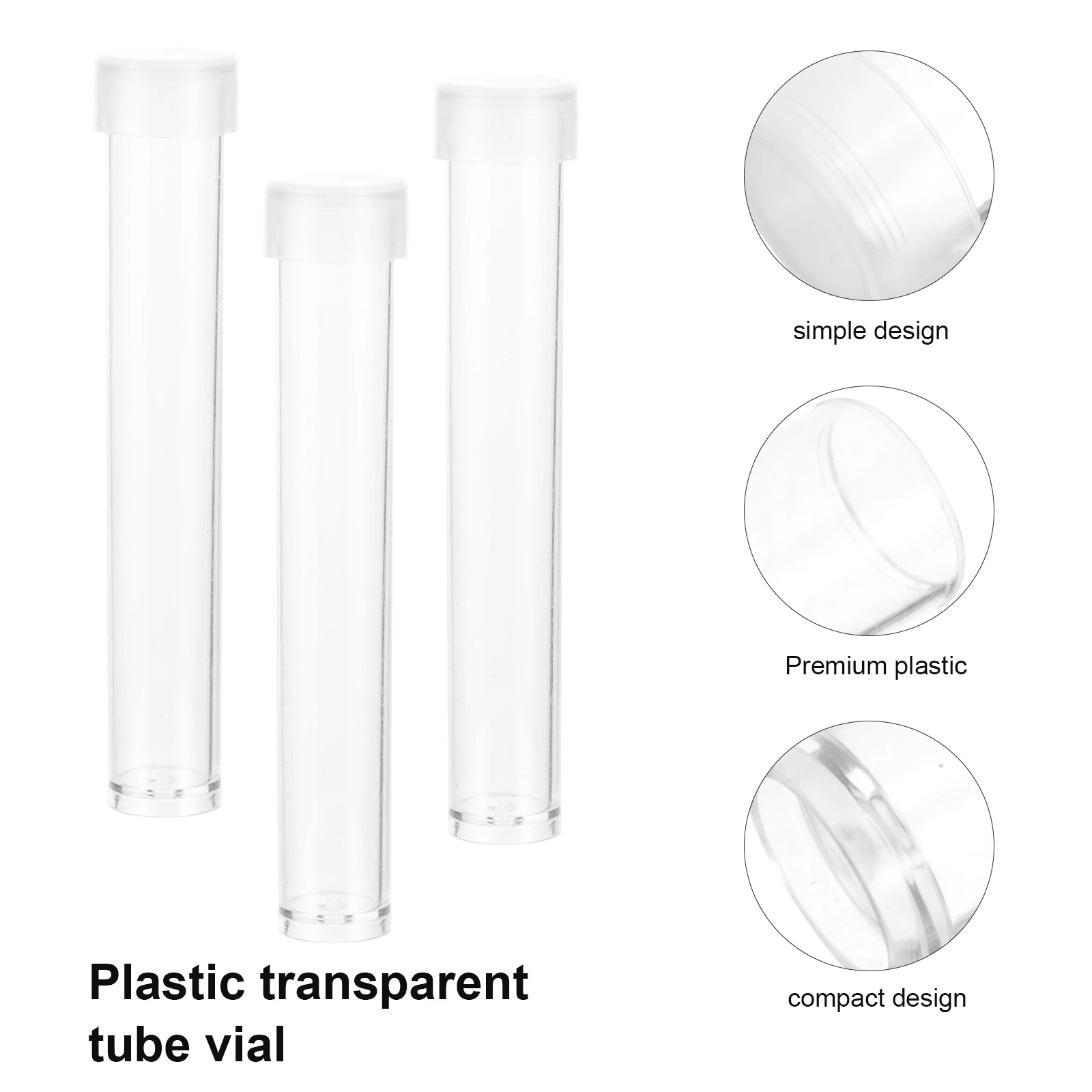 

100pcs Transparent Tube Vial Clear Test Tubes Plastic Mini Bottle Leak Proof Easy Sealed Portable Storage Small Travel