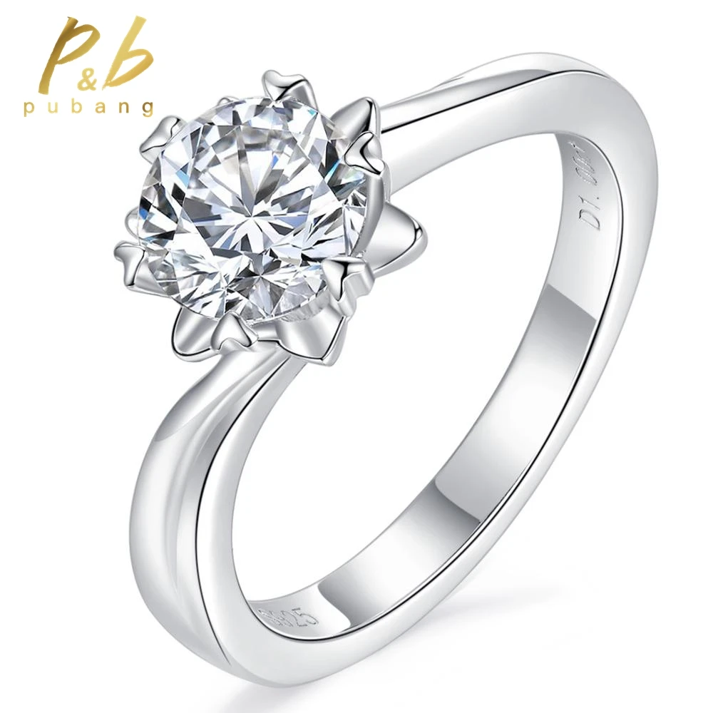 

PuBang Fine Jewelry Sparkling 925 Sterling Silver 8MM GRA Moissanite Diamond Wedding Engagement Rings for Women Anniversary Gift