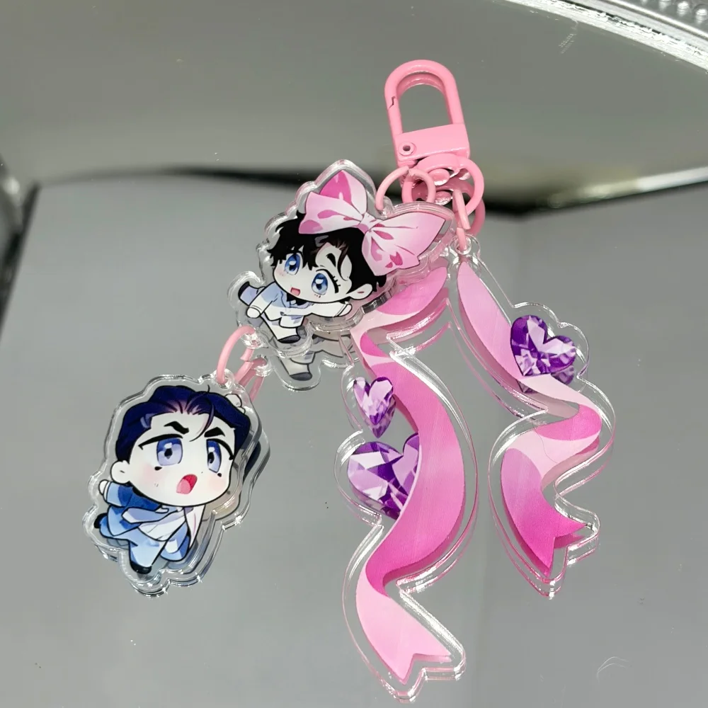 Manhwa Define The Relationship Karlyle Frost Ash Jones Cosplay Keychain Acrylic Keyring Bow Key Chain Bag Pendant Accessories