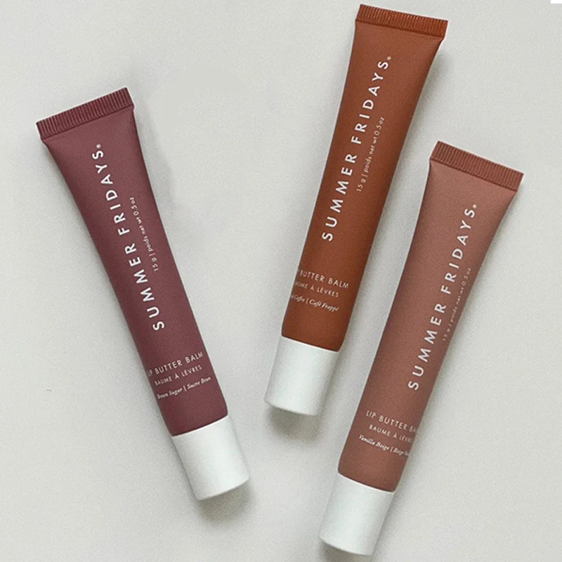 New Summer Fridays Iced Coffee Hot Cocoa Lip Balm Moisturizing Transparent Lipstick Set Smooth Soft Tube Mirror Face Lip Makeup