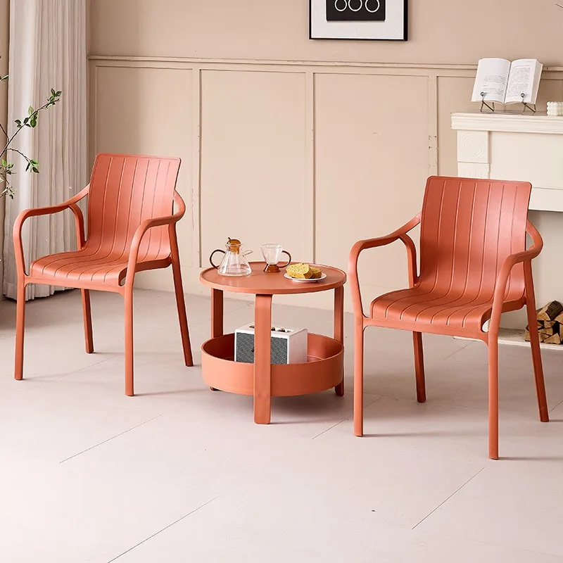Nordic Round Side Table, 2-Tier Plastic Sofa Side Table for Living Room, Modern Minimalist Storage Corner Table for Home