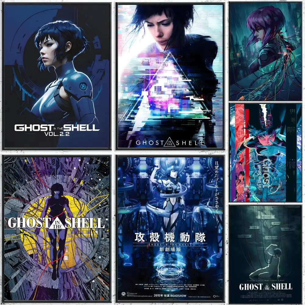 Anime Ghost in the Shell Poster Self-Adhesive Waterproof Wall Stickers, Coffee Bar Home Wall Decor
