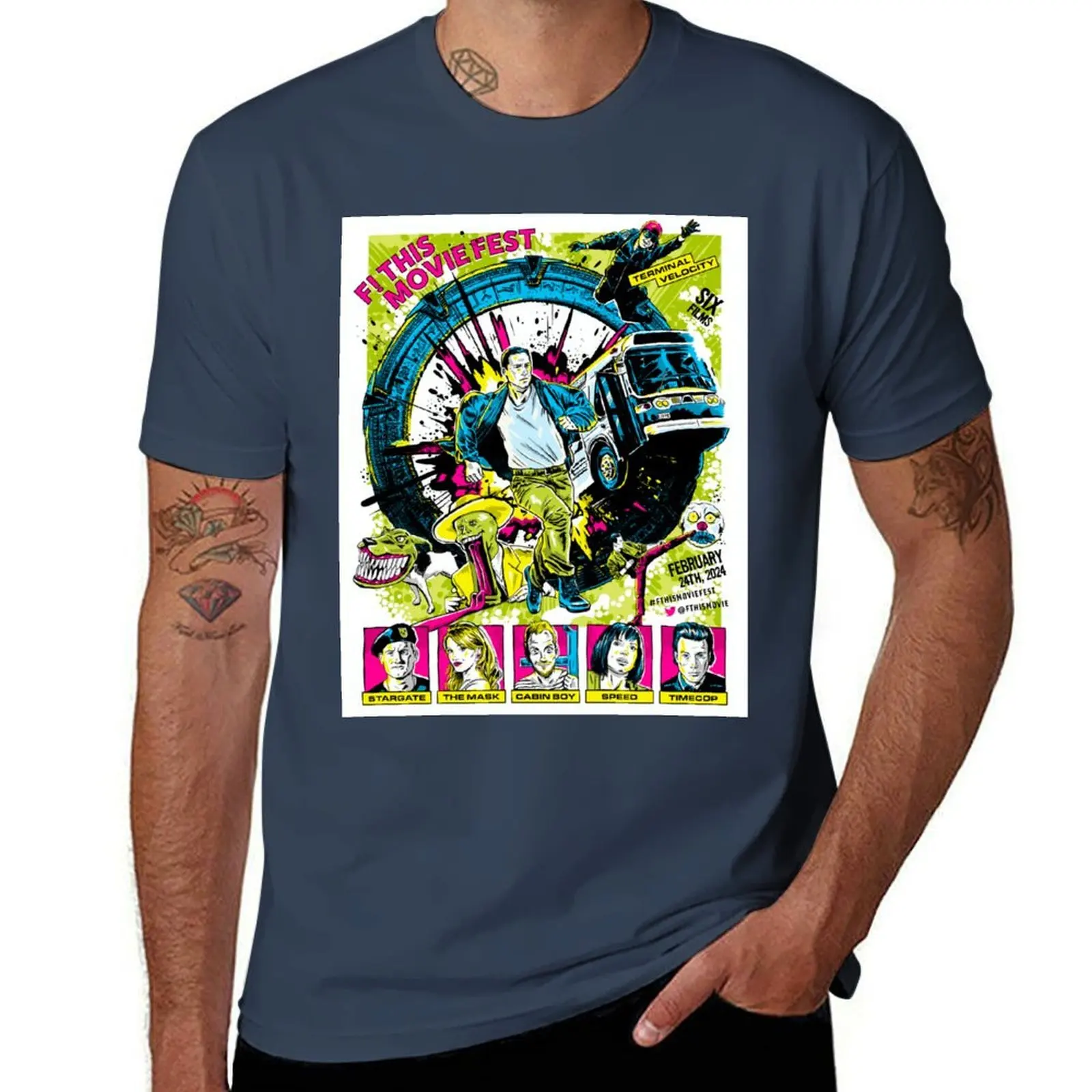 

F This Movie Fest 2024 T-Shirt Sports Casual Short Sleeve Cotton Tee