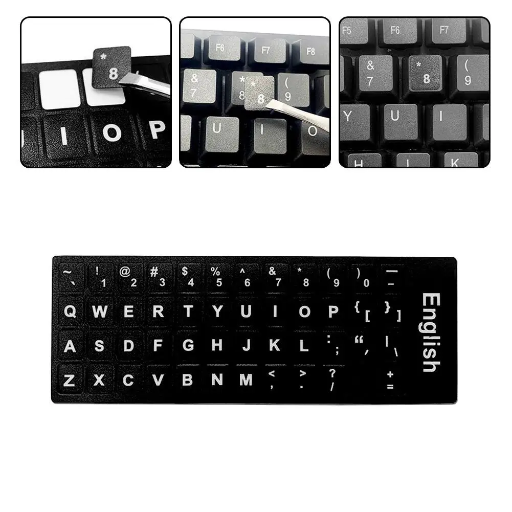 Stiker Keyboard huruf Inggris PVC buram stiker untuk Tablet Notebook komputer Desktop Keyboard Keypad Laptop U8J7