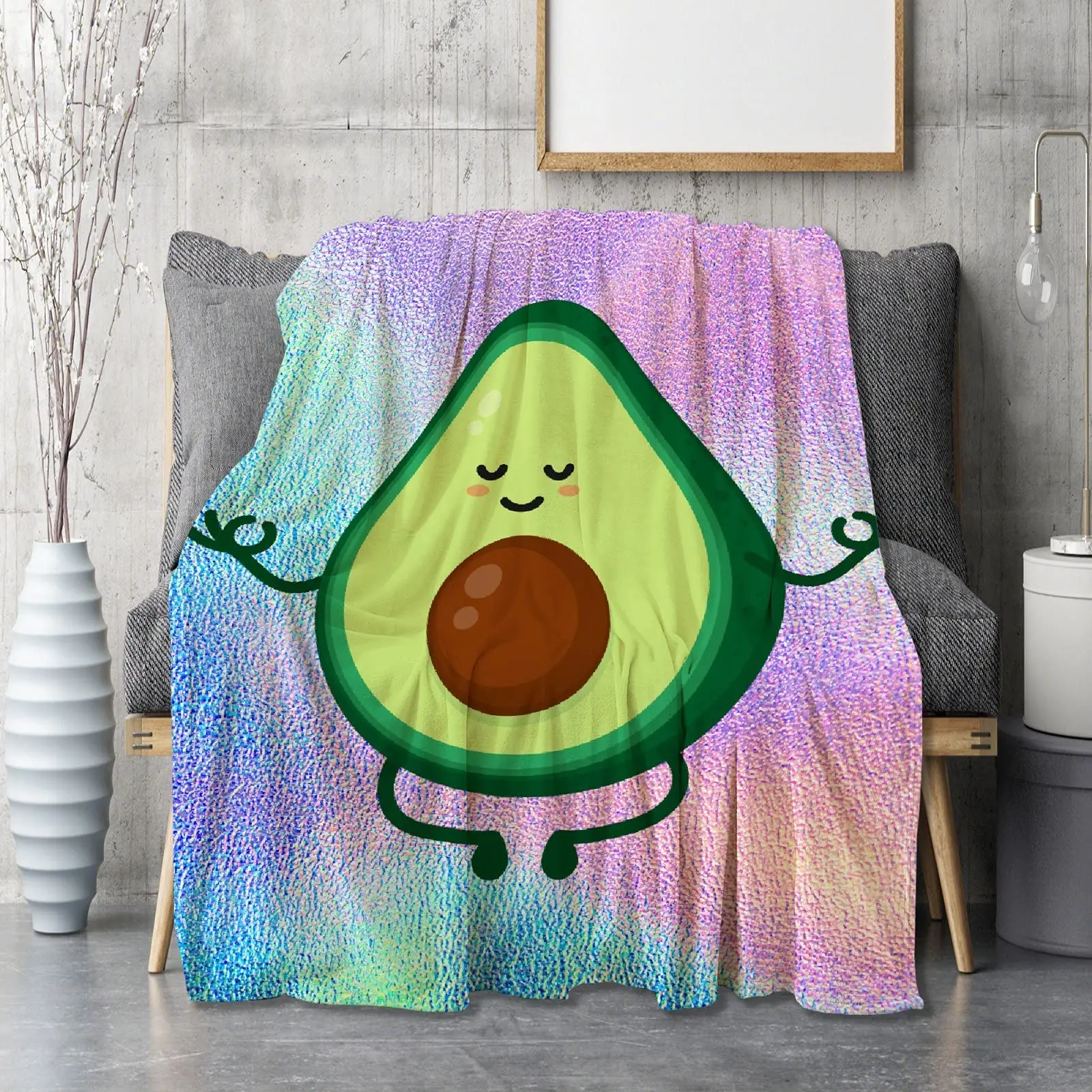 بطانية من الفانيلا بنمط الأفوكادو ، فاكهة خضراء ، ناعمة للغاية ، دافئة ، لطيفة ، كاواي ، سرير بحجم كبير ، أريكة ، أريكة #4