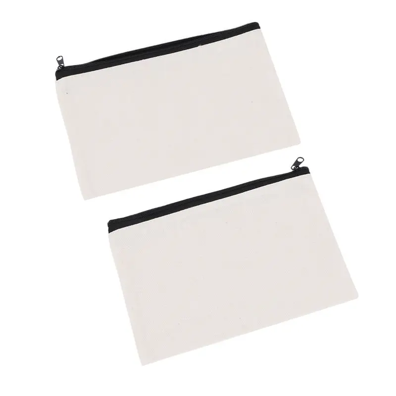 Exquisite-80Pcs Canvas Makeup Bags Canvas Zipper Pouch Bags Pencil Case Blank DIY Craft Bags Cosmetic Pouch