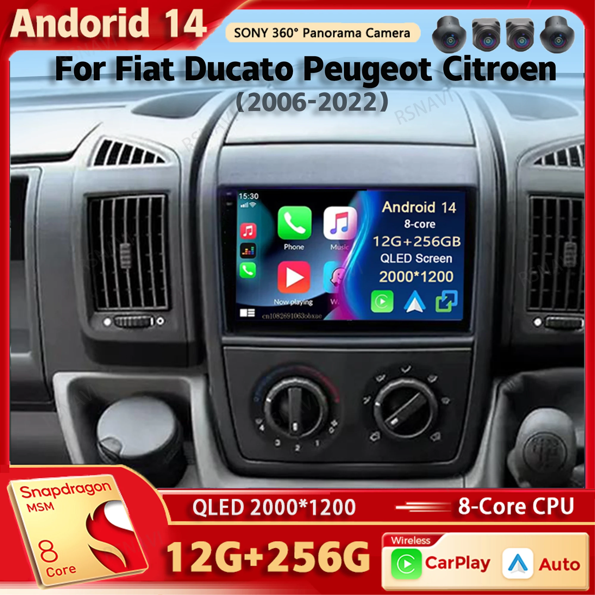 Android 14 Car Radio Multimedia Player For Fiat Ducato Peugeot Boxer Citroen Jumper 2 2006-2022 Auto Carplay Stereo DSP Ai voice