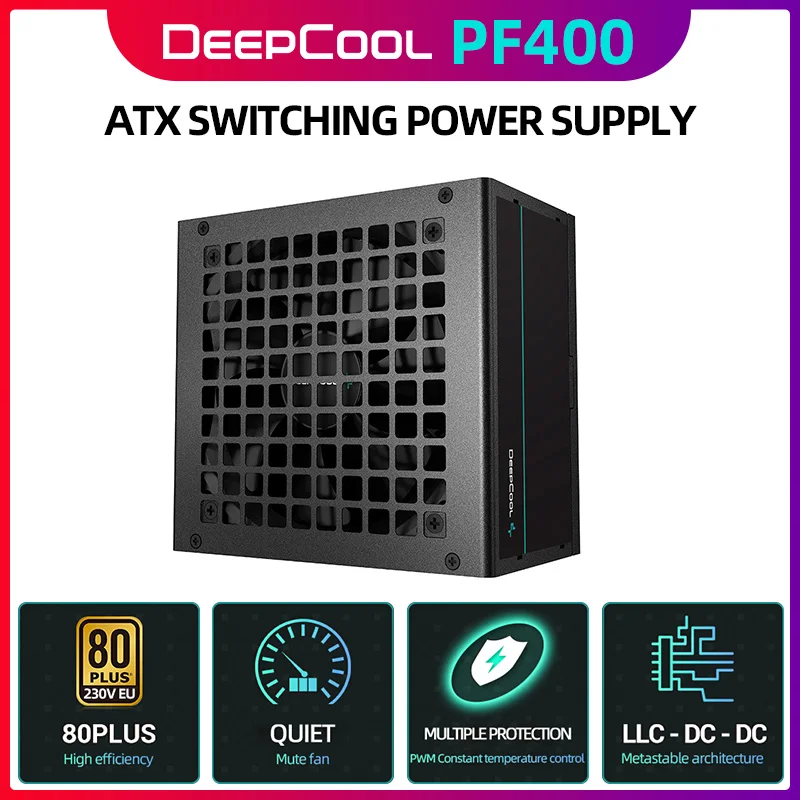 

DEEPCOOL PF400 PFC max Power Supply 400W Watt PC Gaming Quiet 120mm Fan 24pin 12V ATX PSU Desktop Computer Power Supply Unit