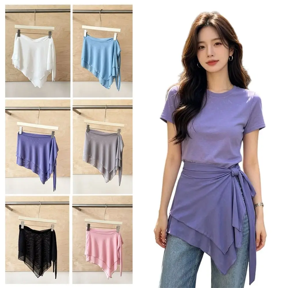Layer Mesh Double Layer Apron Skirt Double Layer Adjustable Tie Hip Cover Skirt Breathable Casual Yoga Wrap Skirt Daily