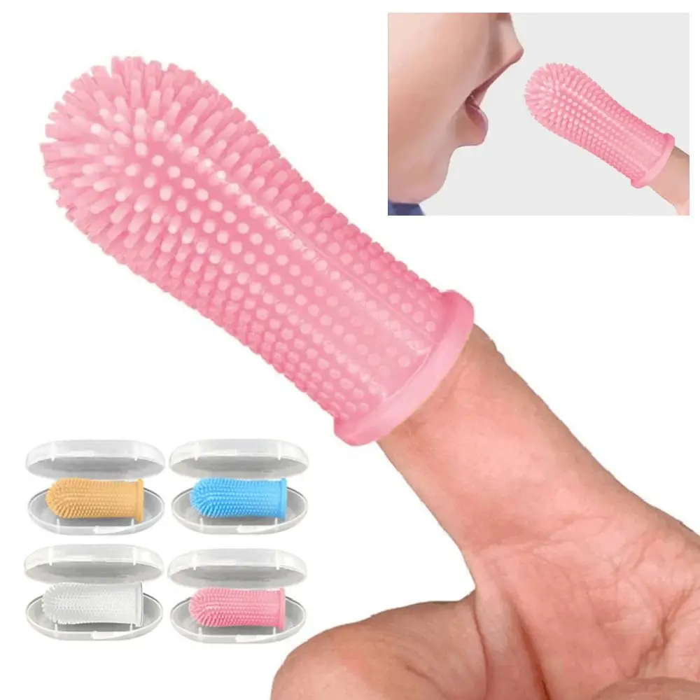 Baby Finger Toothbrush Children Teeth Clear Care Tool Soft Silicone Infant Tooth Brush Rubber Cleaning Baby Brush + Box