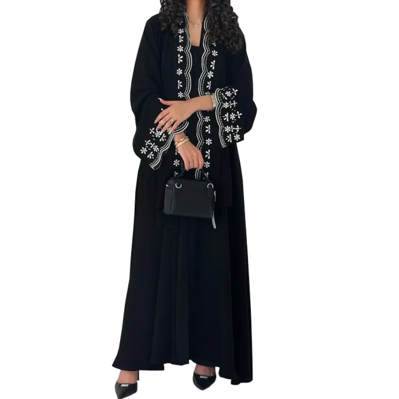 

New Dubai Abaya Dress with Hijab Eid Middle Eastern Muslim Women Modest Cardigan Islamic Clothing Party Oufit Turkey Kaftan Robe