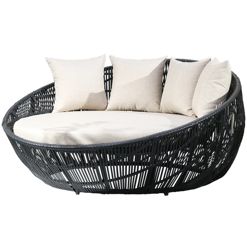 

Outdoor round bed, casual rattan pool sofa bed