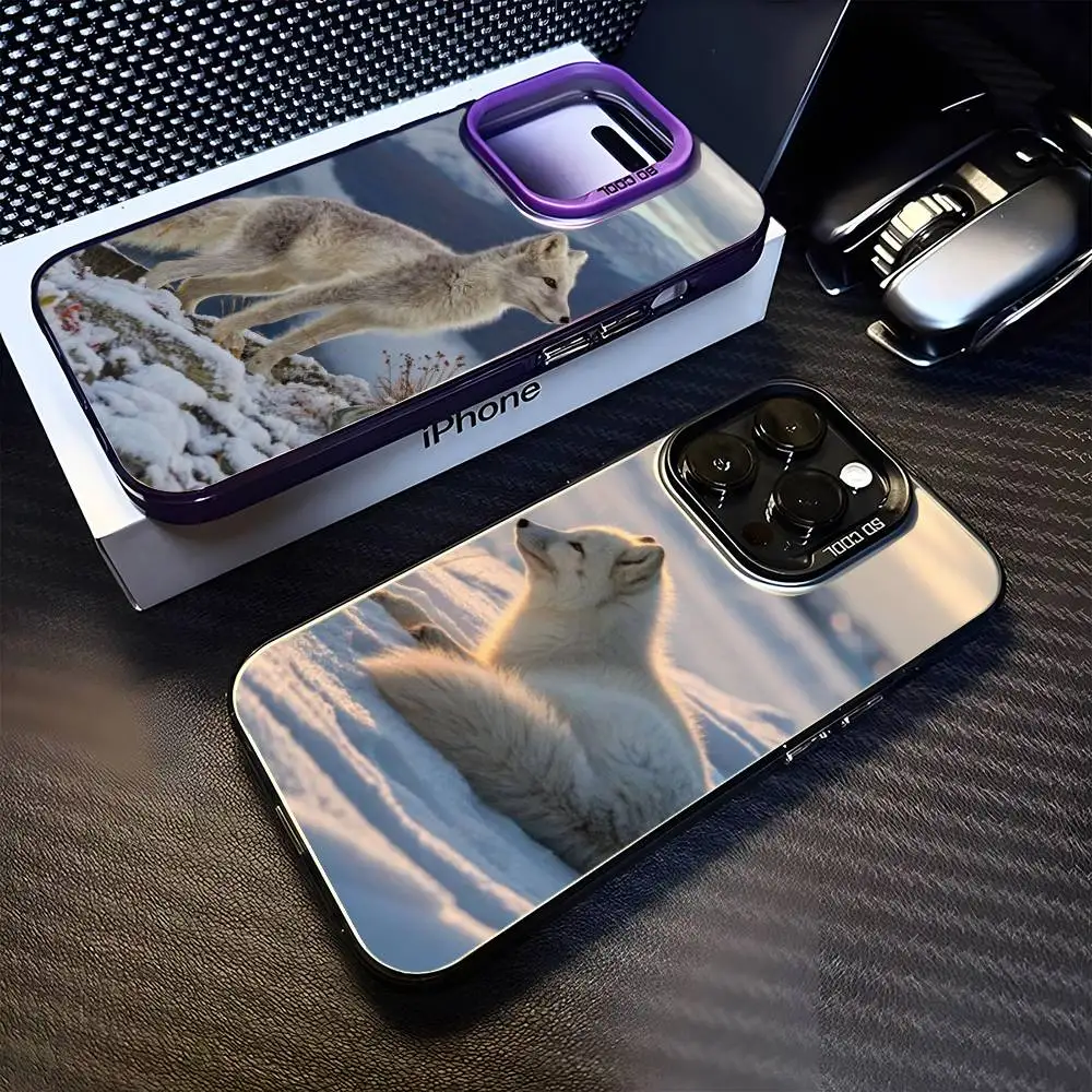 

Arctic Fox Pups Realistic Phone Case For iPhone 16,15,14,13,12,11,Mini,Pro,MAX Purple Matte Shockproof Cover
