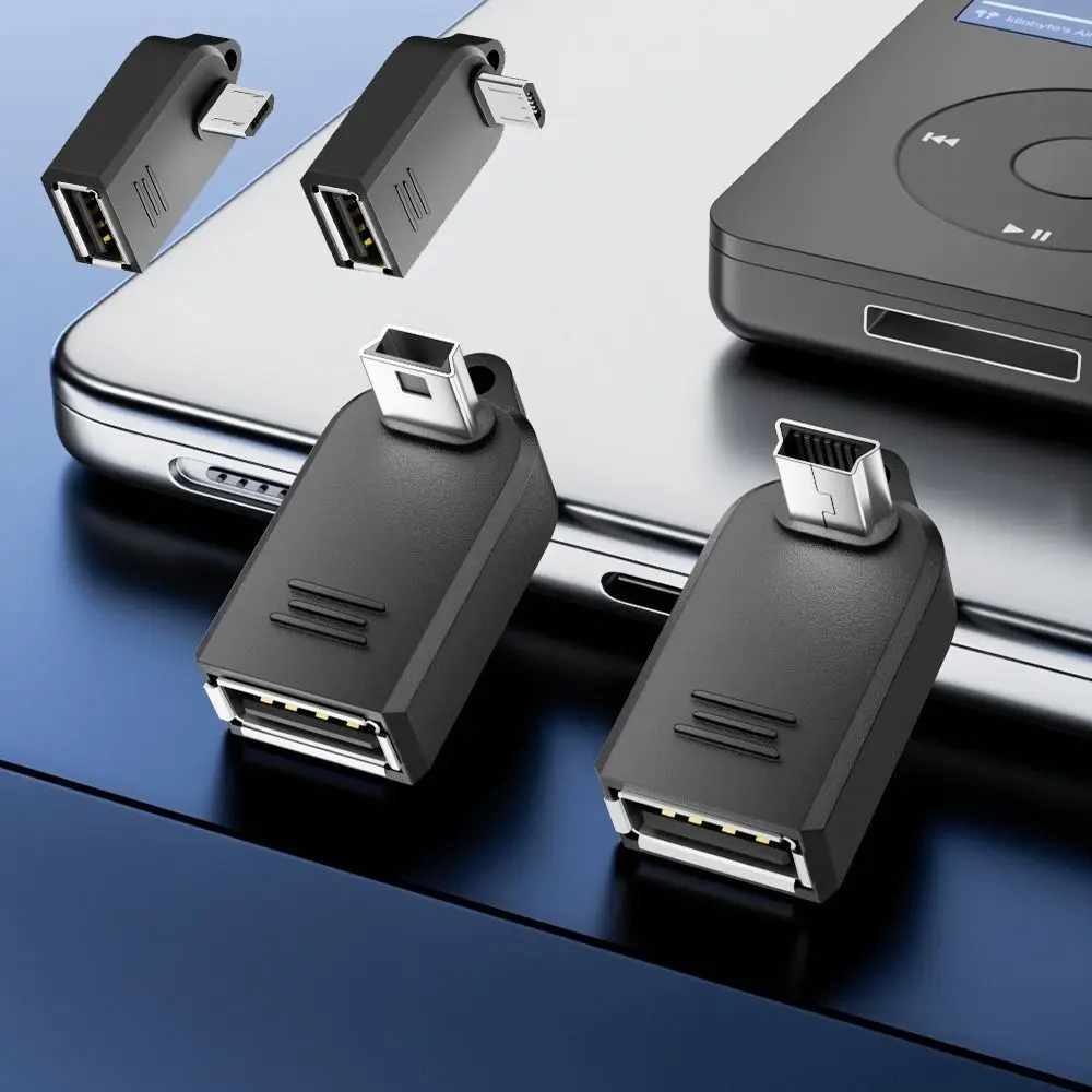 Data Transfer Micro USB OTG Adapter Support Phone Tablet Charging Elbow Mini USB to USB-A Converter Plug and Play Universal