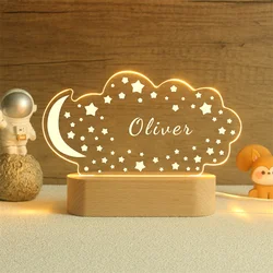 Personalized Night Light with Moon & Stars,Custom Name Night Light Gift,  Baby Gift,Personalized Gift for Kids,Kids Room Decor,