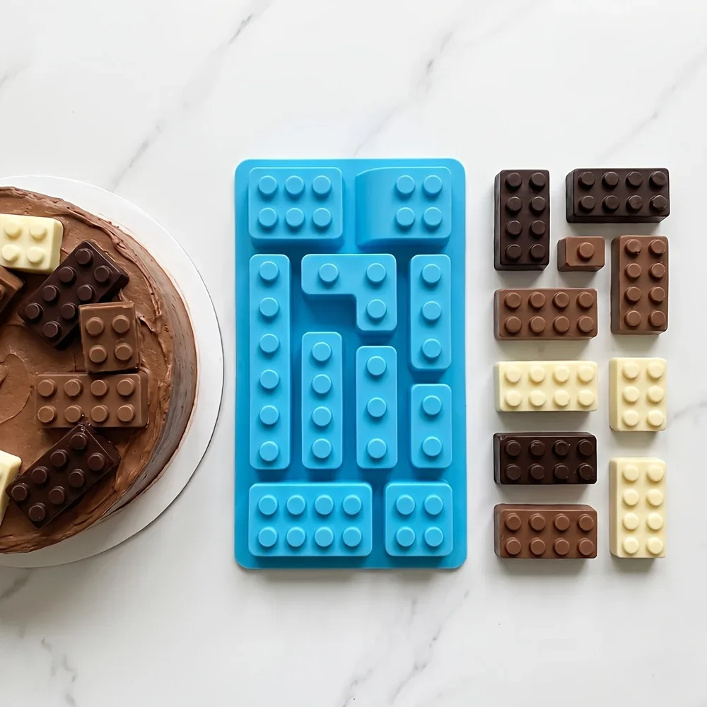 Building Block Cube Dessert Mold, Food Grade Silicone Mold for Ice, Chocolate, Cookie and Pudding Making
