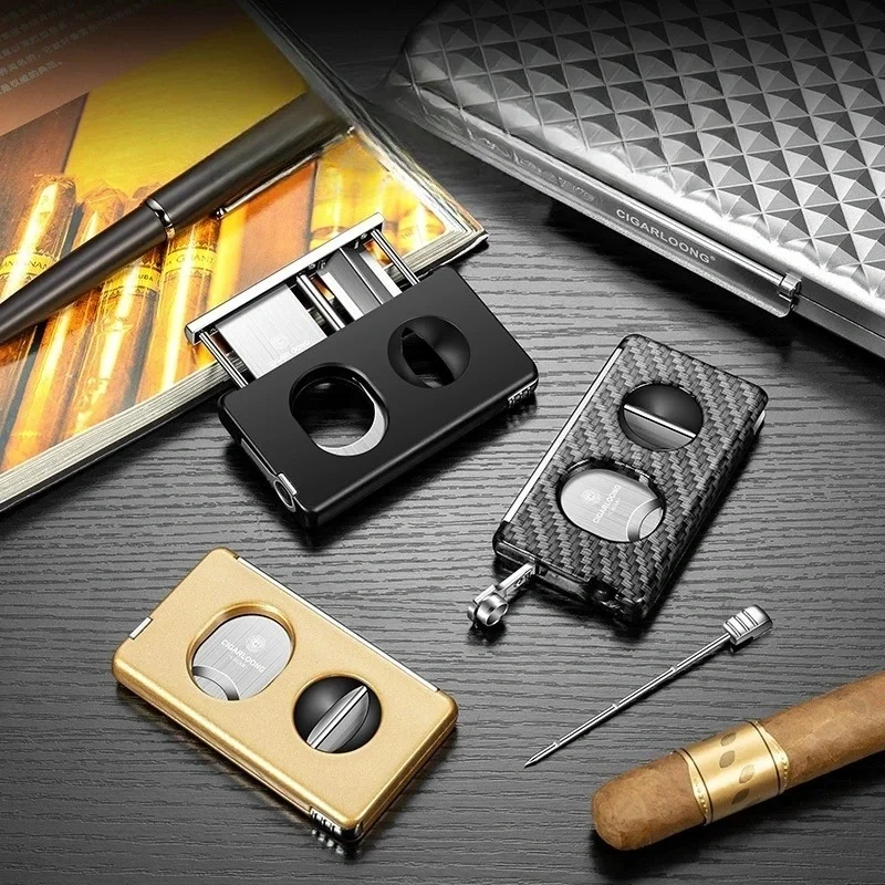 

5 in 1 Portable Cigar Cutter Holder Ergonomic Design V Scissor Puncher Sharp Stainless Steel Blade Travel Smoking Accessory