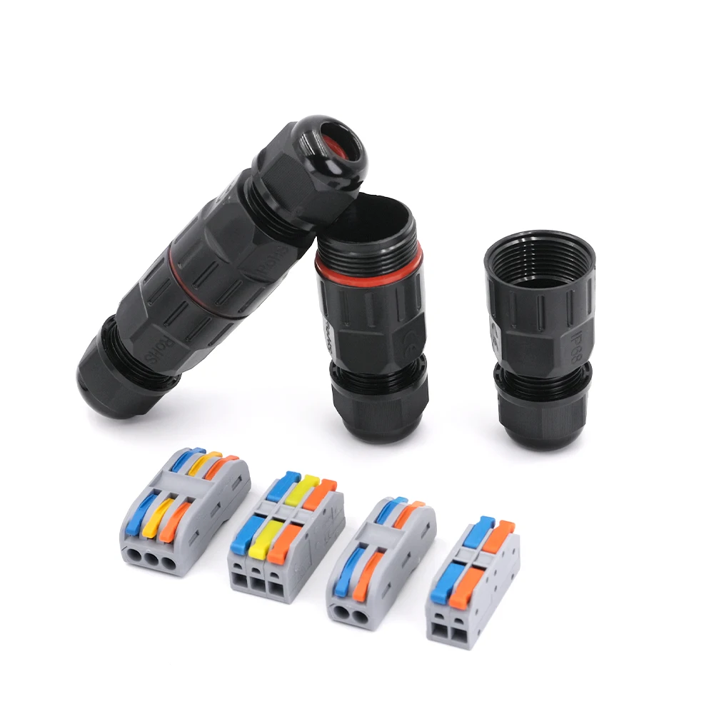 IP68 Waterproof 2/3 Pin Wire Connector, Solderless Quick Connect Terminal for LED Lamp & Outdoor Lighting