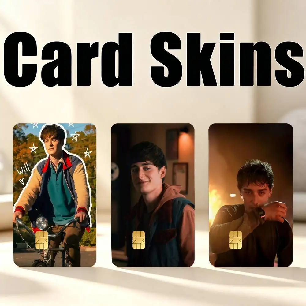 N-Noah Schnapp W-Will  1Set 4Pcs Card Skin Stickers, Waterproof Decorative Film for Credit Debit Bank Bus IC Cards
