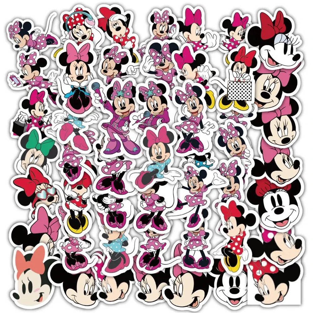 Disney-Mickey Mouse desenhos animados adesivos, Minnie Mouse, Bonito DIY, Laptop, Bagagem, Scrapbook, Bicicleta, Etiqueta impermeável, Brinquedos,
