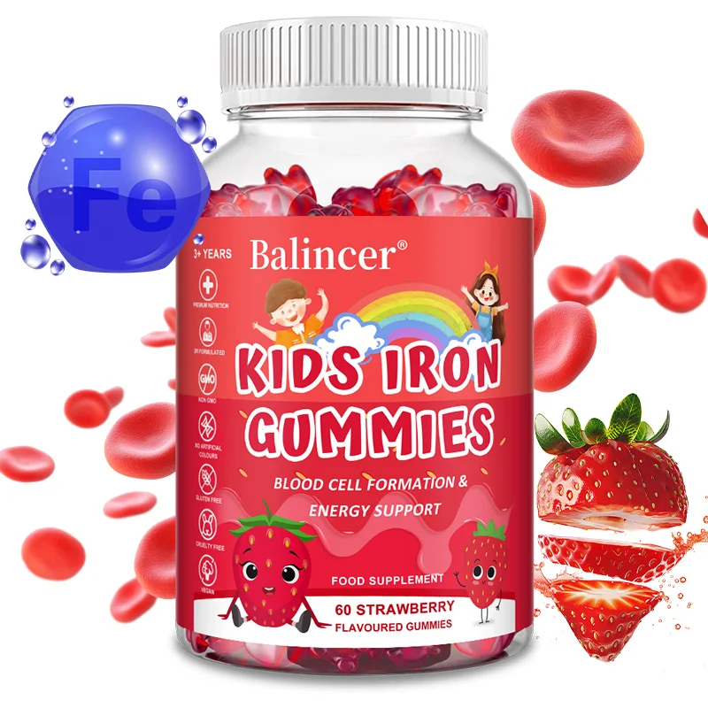 

Kids Iron Gummies - Promotes Red Blood Cell Production, Blood Circulation, Enhances Energy Levels, Immune Support