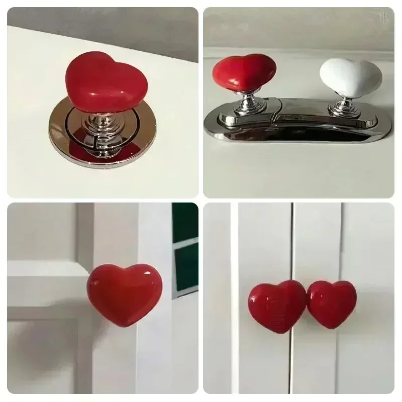 Heart Shape Toilet Presser Love Toilet Press Button Bathroom Water Tank Buttons Push Switch Bathing Room Decor Nail Protector