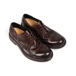 Men's Derby Shoes Full Brogue Genuine Leather England Style Business Formal Dress Shoes