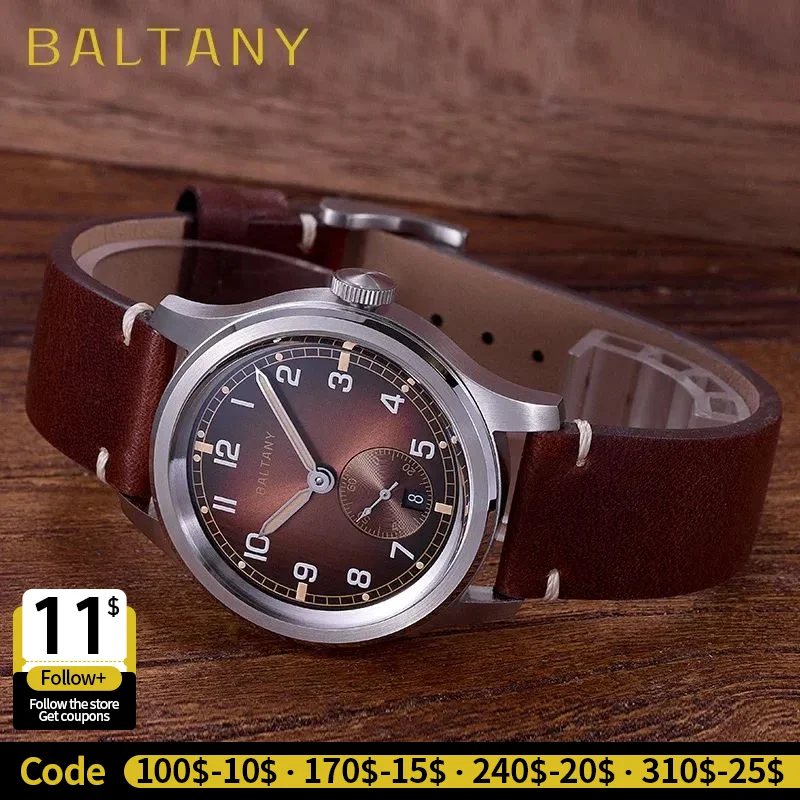 Reloj Baltany S2081 Dirty Dozen para Hombre, Calendario, Estilo Militar Vintage, Relojes Mecánicos Automáticos, Resistentes al Agua 100M, Reloj de Campo para Hombre