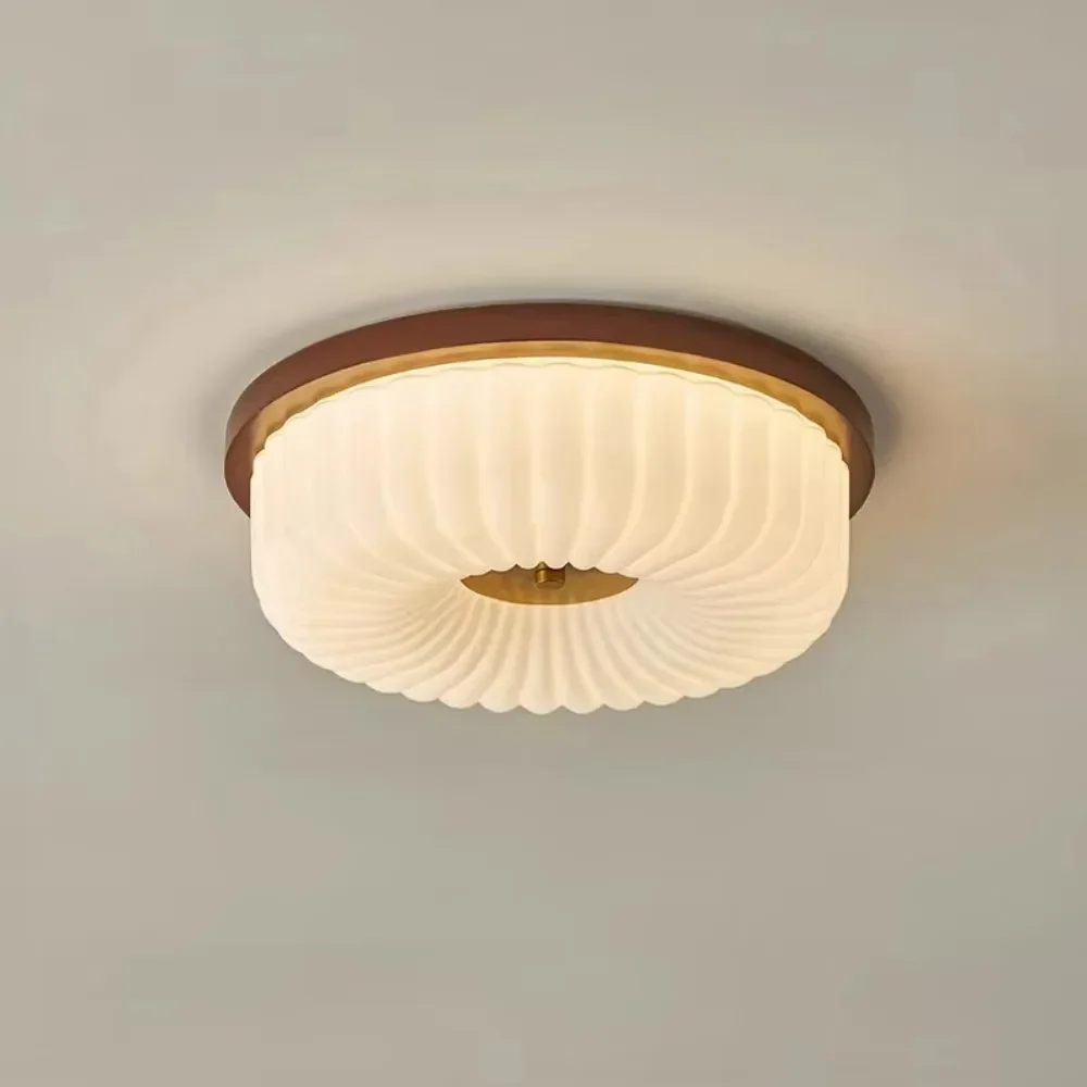 Walnut Color Vintage Ceiling Light Patterned Acrylic Lampshade Ceiling Lamp French Living Room Dining Room Bedroom Study Lights
