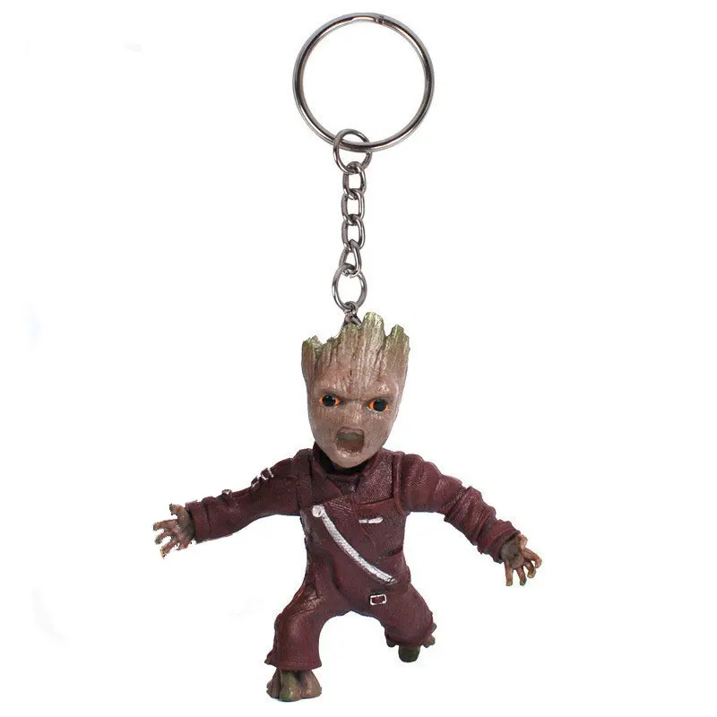 Guardianes de la galaxia árbol hombre bebé Groot llavero Anime colgante juguetes accesorios vengadores llave colgante bolsa colgante regalo