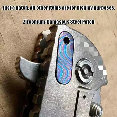 1 Pc Custom Made DIY Zirconium-Damascus Steel One Clip Hole Patch for Rick Hinderer XM18 3.5 Knifes Accessories