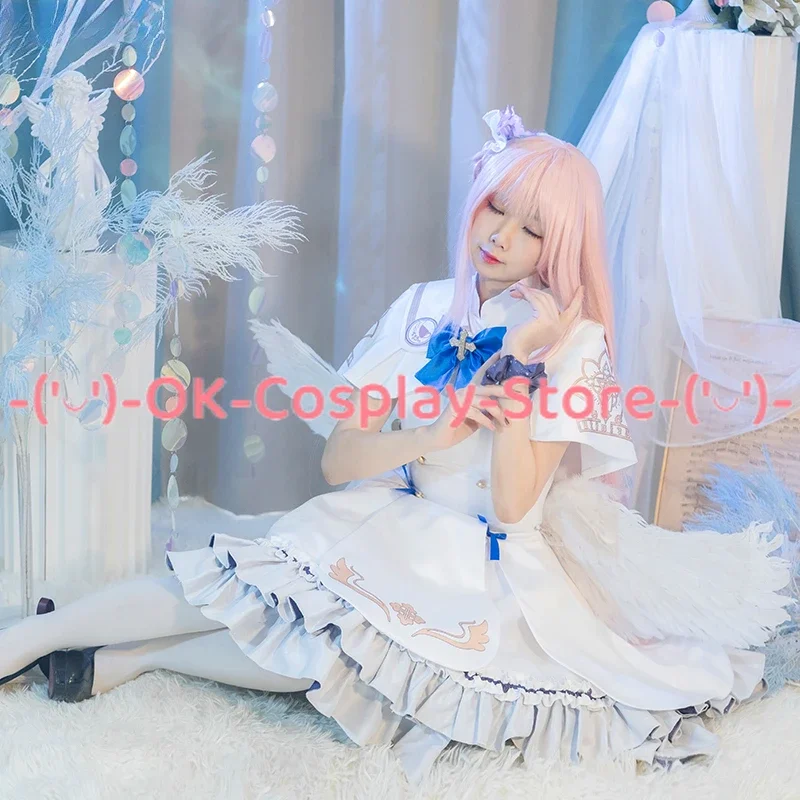 Game Blue Archive Misono Mika Cosplay Costume Women Cute White Dress Halloween Party Suit Anime Outfits Custom Made