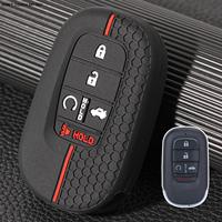 For Honda Civic Accord Passport Pilot CRV 2021 2022 2023 Silicone 5 Button Car Key Ring Chain Case Cover Holder Protector Shell