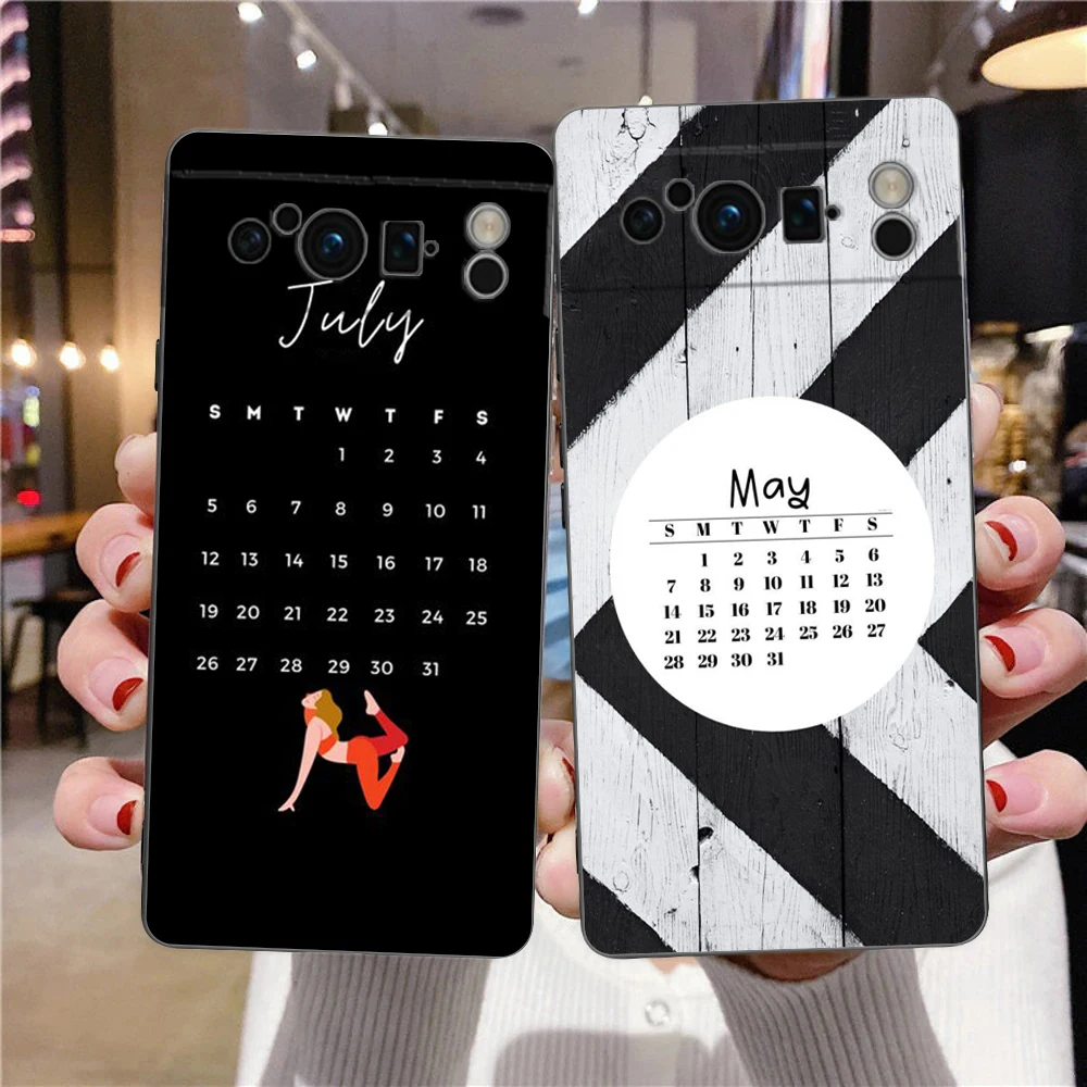 2023 Calendar Phone Case Cover for Google Pixel 8 7 6 7A 6A Pro 5G Shockproof Silicone Soft 9 8 Pro XL 5G Shell Coque Bags TPU