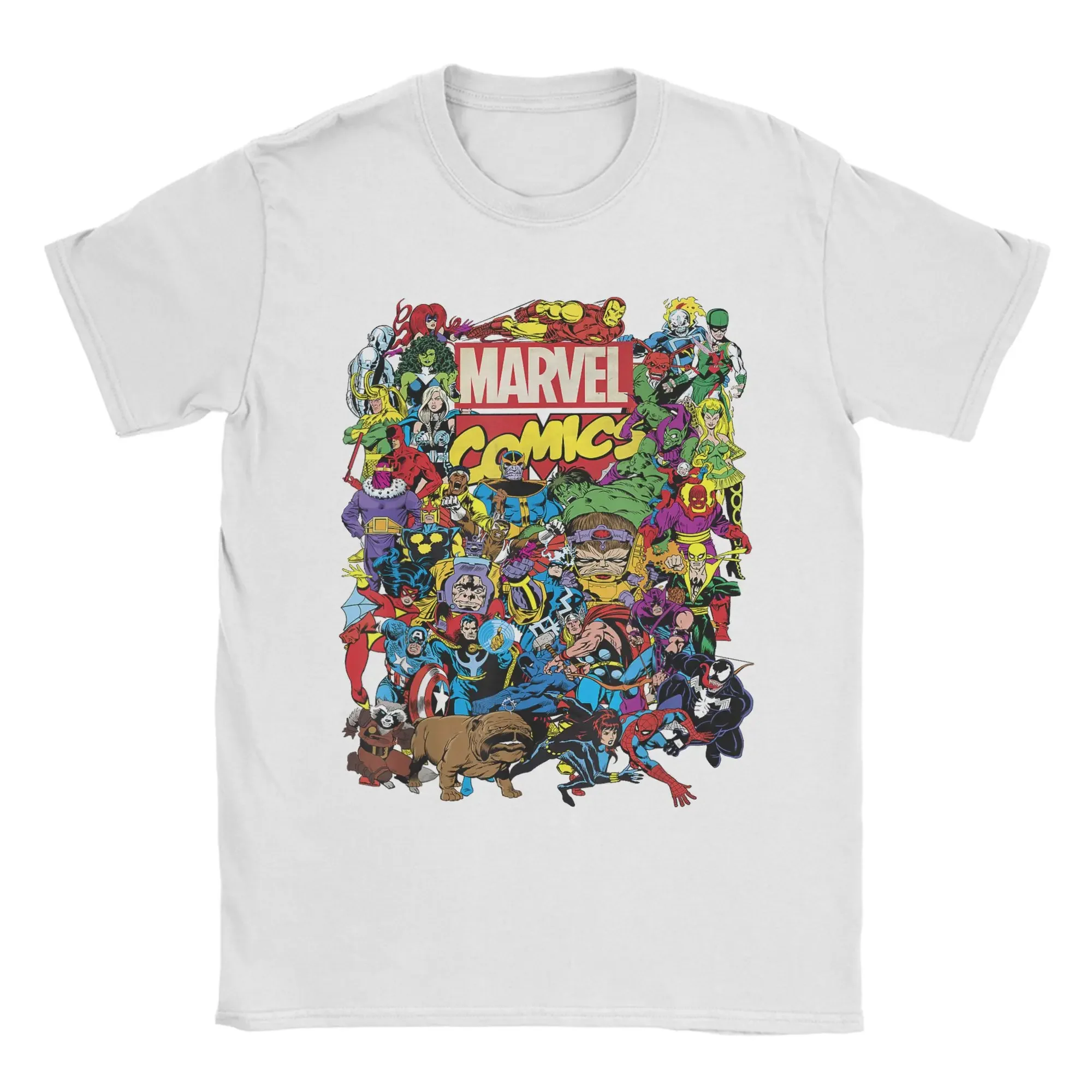 تي شيرت رجالي من Marvel Comics Avengers Heroes Group Shot ملابس قطنية نقية عتيقة بأكمام قصيرة تي شيرت فكرة هدية #3