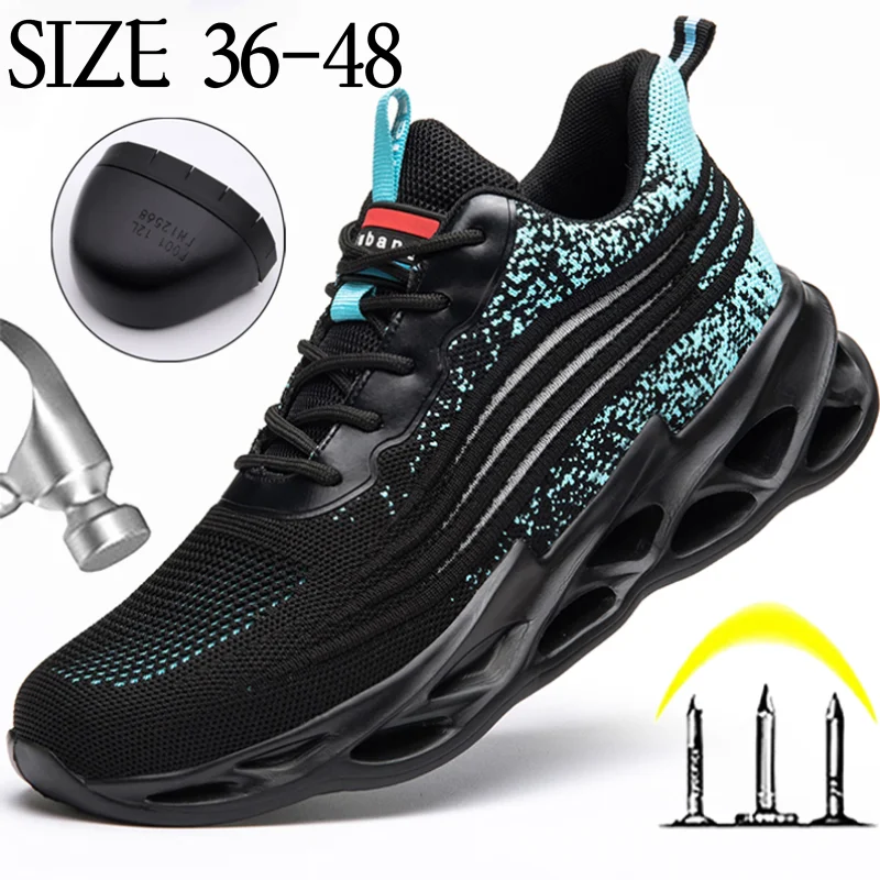 New Men Work Sneakers Steel Toe Shoes Protective Boots Lightweight Safety Shoes Puncture-Proof Indestructible Shoes Size 36-48