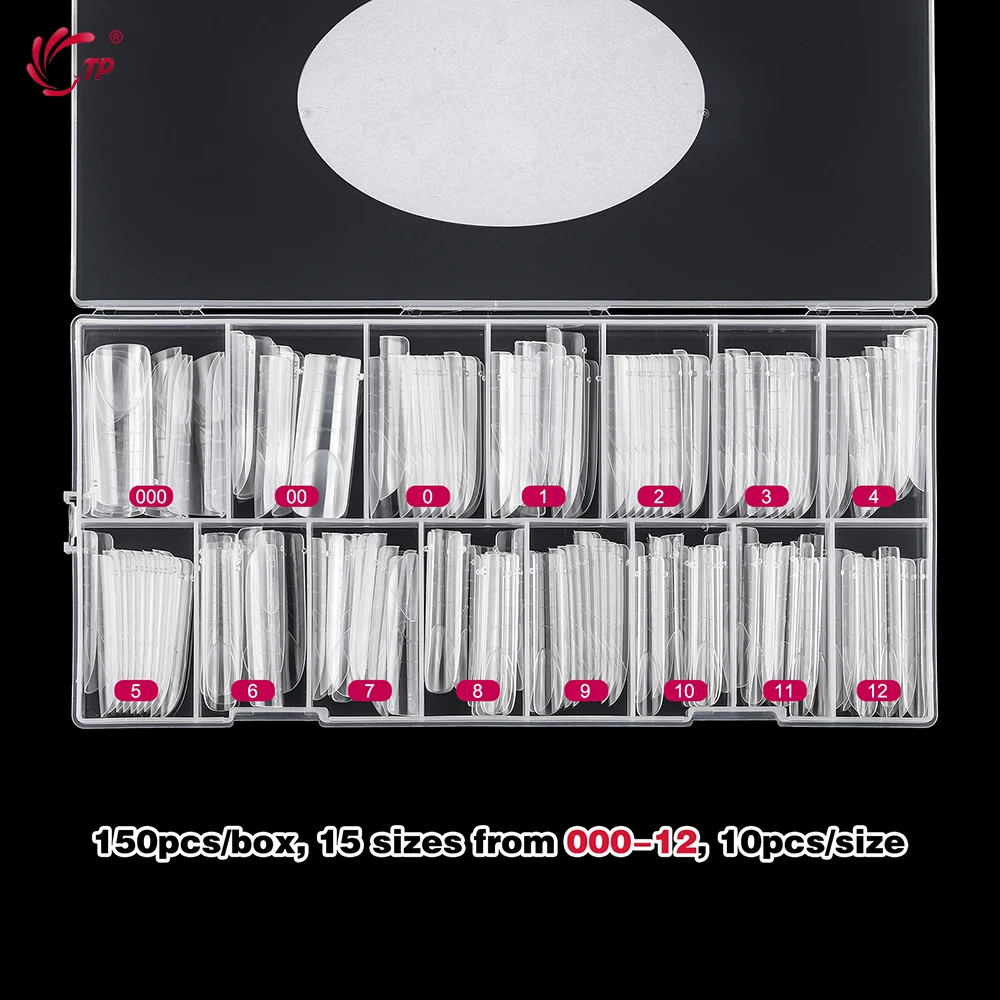 TP French Nail Dual Forms for Poly Extension Gel Nail Molds Reusable Full Cover False Nail Tips Top Forms Upper Mold 150pcs/box