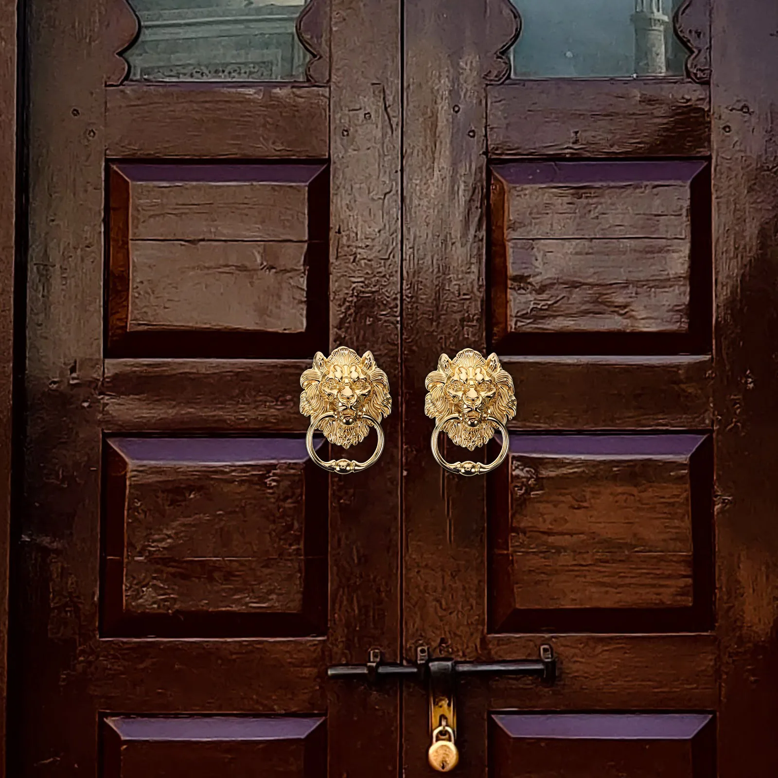

Metal Door Handle Gate Door Pull Lion Head Handle Pull Spray Paint Front Zinc Alloy Cabinet Cupboard Dresser Drawer Handle Pull