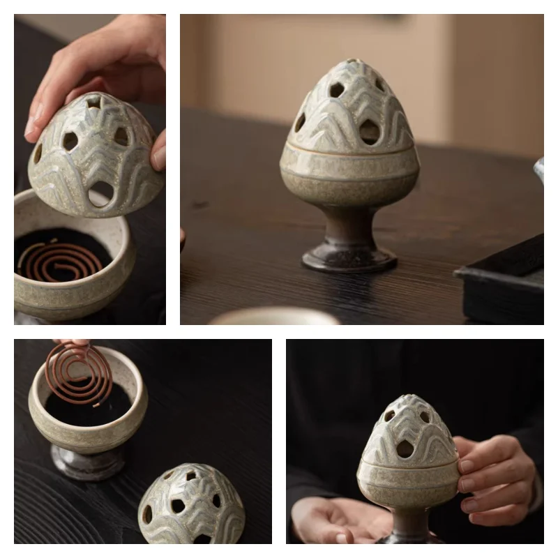 Kiln-burned Ceramic Boshan Incense Burner/study Room Living Room Worship Blessing Creativity/Ornament Ceramic Boshan Furnace