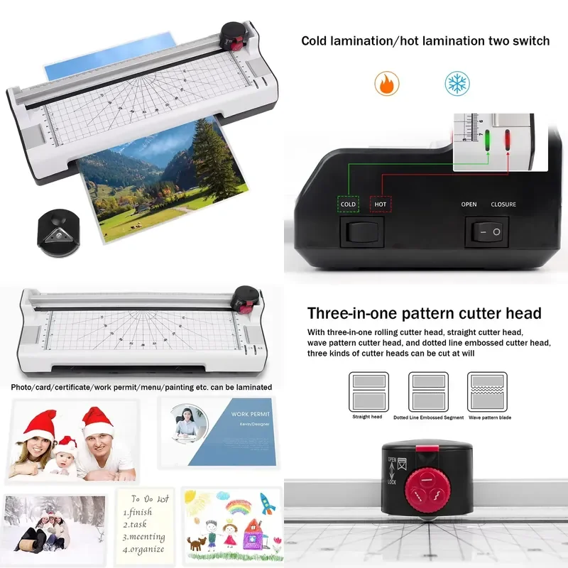 Factory Wholesale Multi-functional Small Thermal Laminator Machine A4 2 Rollers Pouch for Paper Cutting and Fillet Laminating