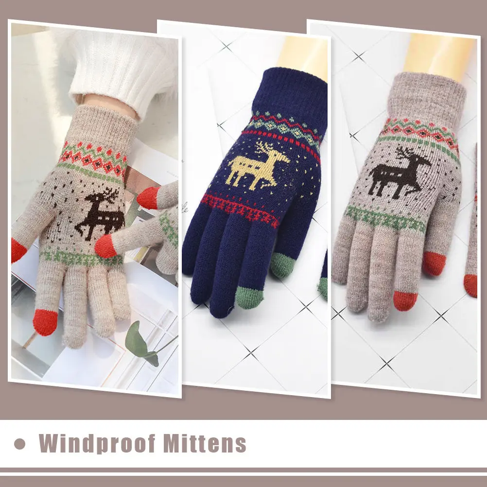 2Pairs Windproof Waterproof Warm Winter Gloves Touch Screen Full Finger Acrylic Outdoor Mittens for Skiing Cycling Skating