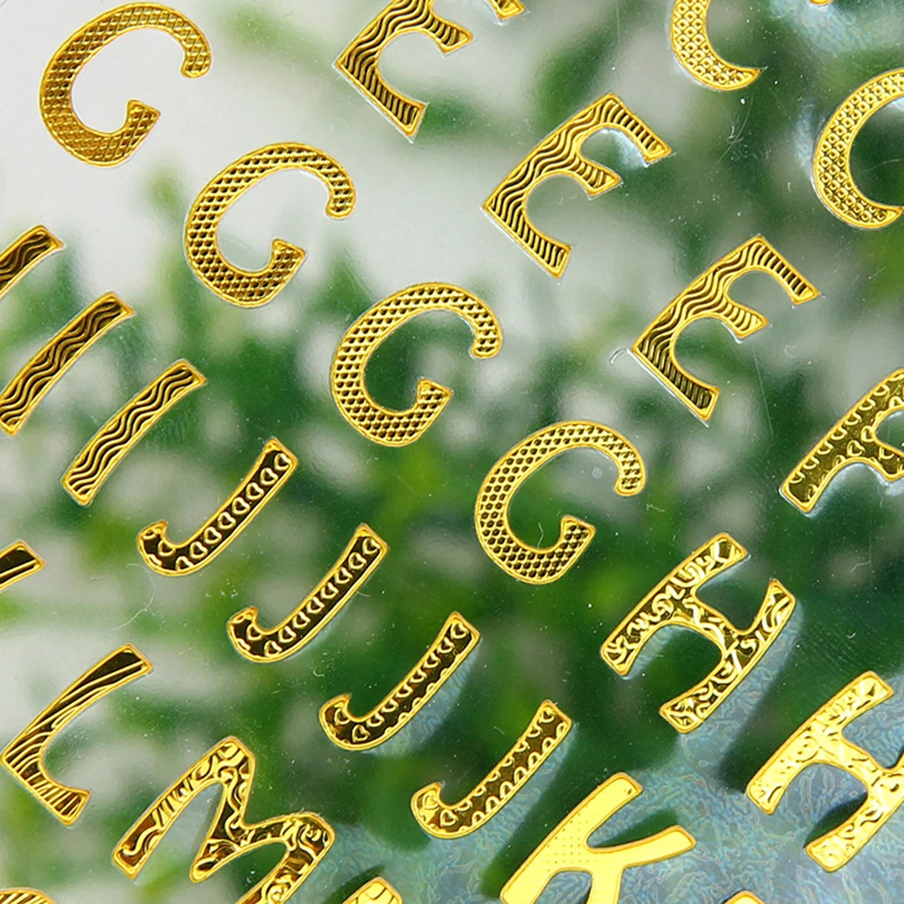

9 Sheets Handbook Gold Stamping Alphanumeric Stickers Scrapbook Adhesive Letter Decorative for Cards