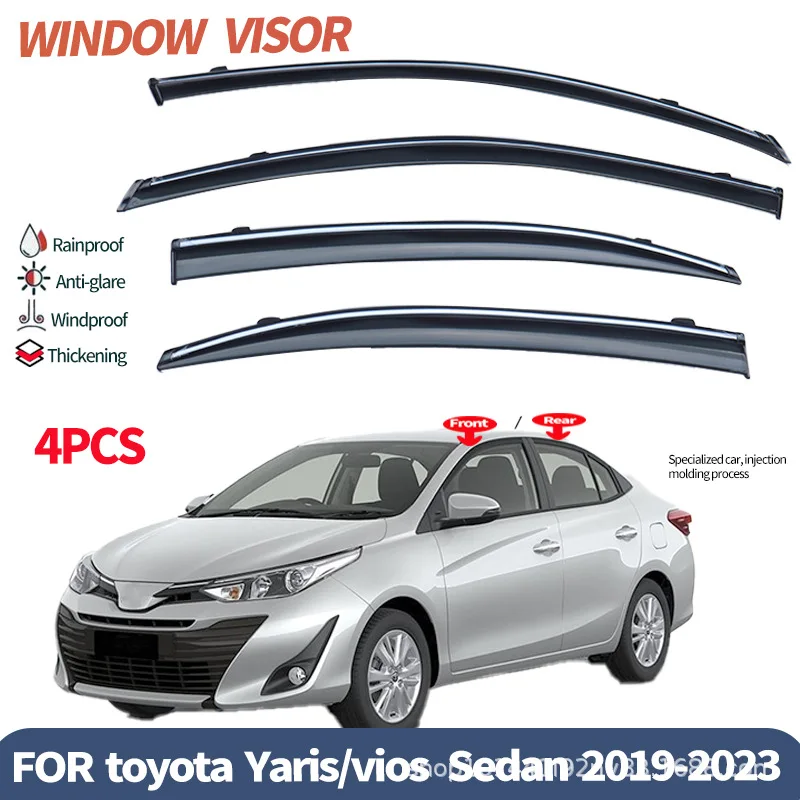 Suitable for Toyota Yaris Ativ Sedan 2019-2023 Wind & Rain Deflectors No-Drill Design