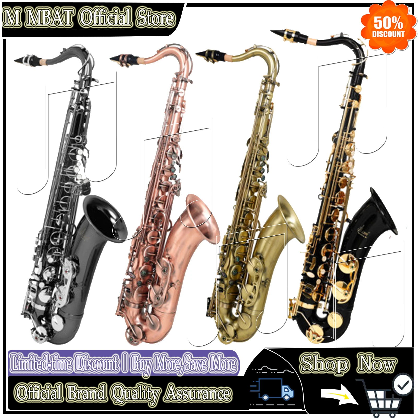 

SLADE Bb Tenor Saxophone Kit B-flat Muti-color Brass Pipe Saxophone Pro Woodwind Instrument With Glove Reed Saxphone Parts
