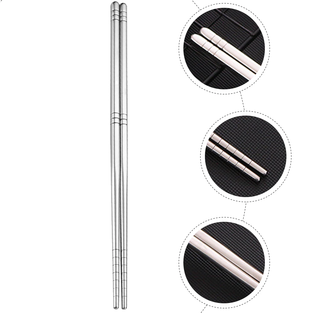 

10pcs Multi-Function Anti-Slip Heat-Resistant Stainless Steel Chopsticks Compact Lightweight Reusable Ramen Dinner Supplies