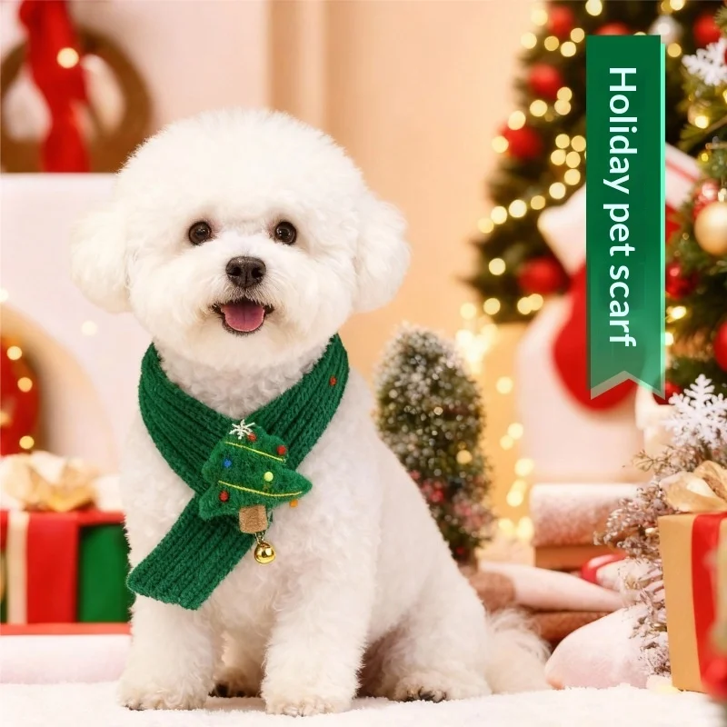 

Christmas Pet Bandana - Adjustable Holiday Neckwear for Cats/Dogs, Festive Scarf with Bells for Xmas New Year (CE Certified)​