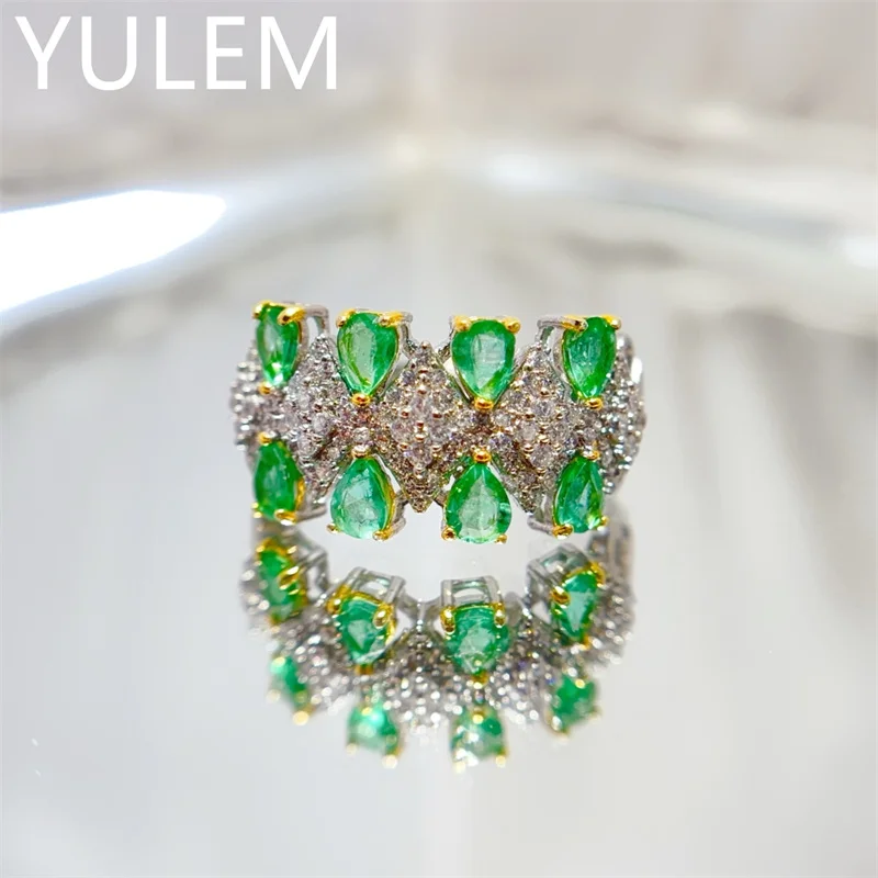 

Pure 925 Silver Gemstone Ring Natural Emerald Ring 3x4mm VVS Grade Natural Gem Jewelry