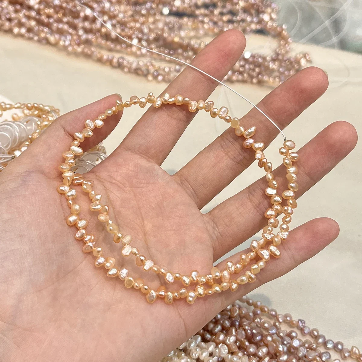 4-5mm Natürliche Süßwasserperlen Lila Orange Weiß Doppelt Polierte Perlen für Schmuckherstellung DIY Halskette Armband Ohrringe Zubehör – Detail 6