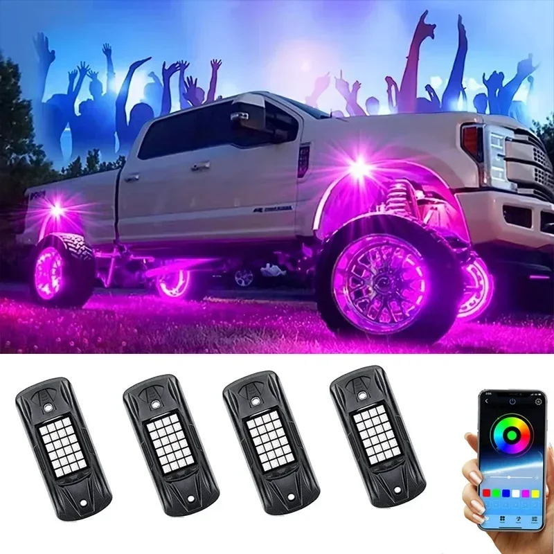 

Car Underglow Chassis Light for Offroad Truck NEW 4/6/8/10/12 pods RGB LED Rock Light APPControl Music Neon SUV 4x4 ATV Boat