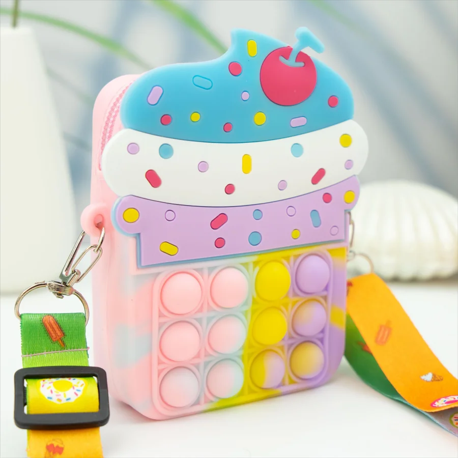 Girls silicone cute animal bag messenger bag coin purse kids stress relief pop toy stress relief bubble fun small gift shoulder